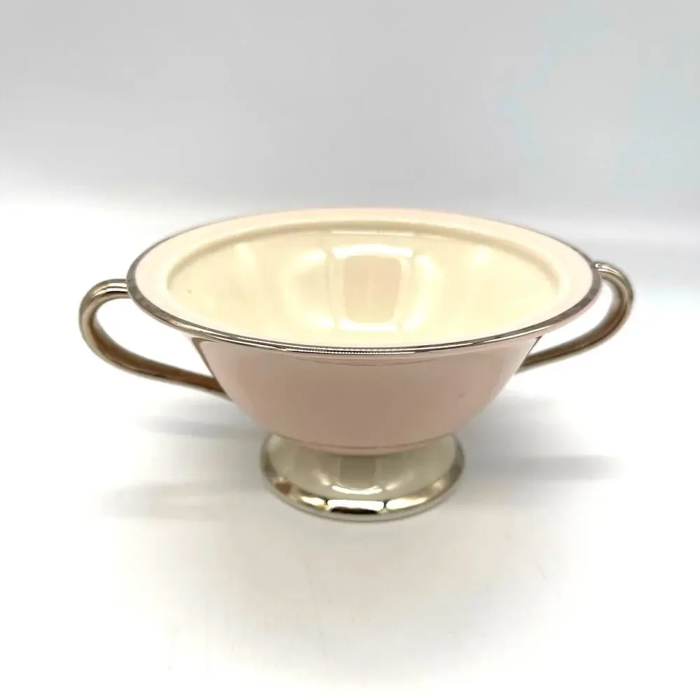 Vintage Colonial Fine China Porcelain Pink & White Cream & Sugar *No Lid